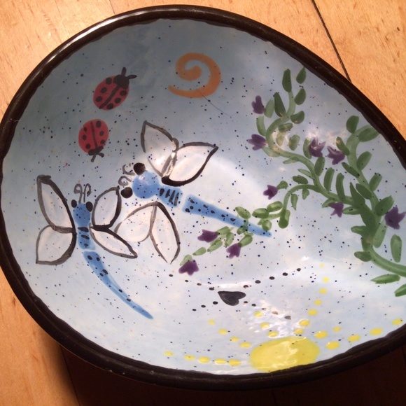 Handpainted dragonfly ceramic dish - Picture 2 of 10